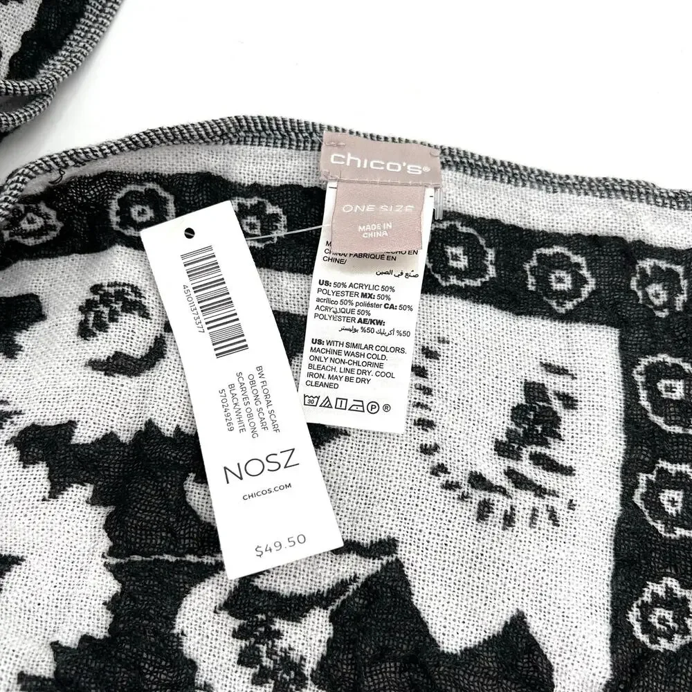 Chico’s women’s floral cozy reversible wrap shawl scarf